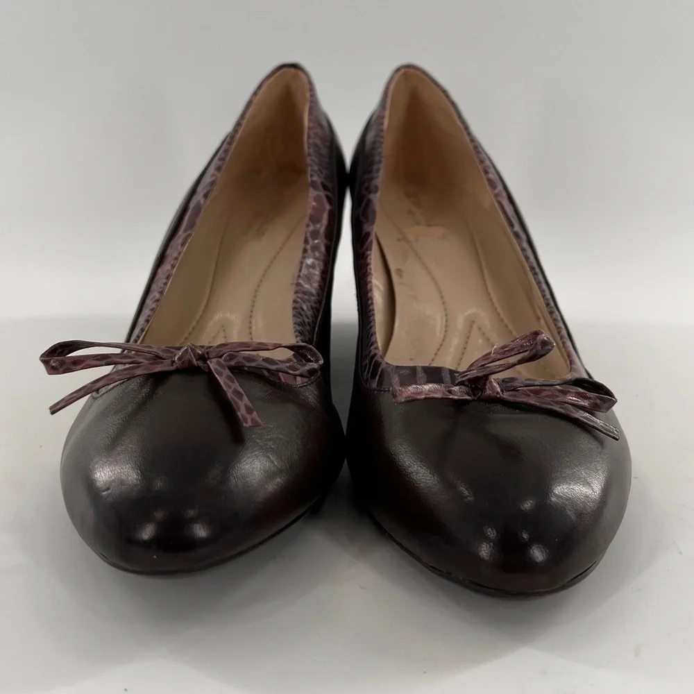 Naturalizer N5 Comfort Quaint heels 10 41.5 brown leather almond toe wedges
